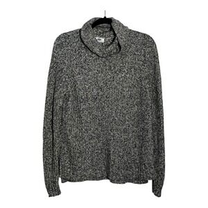 Old Navy Womens Cowl Neck Sweater Black White Marled Shaker Knit Pullover Size M